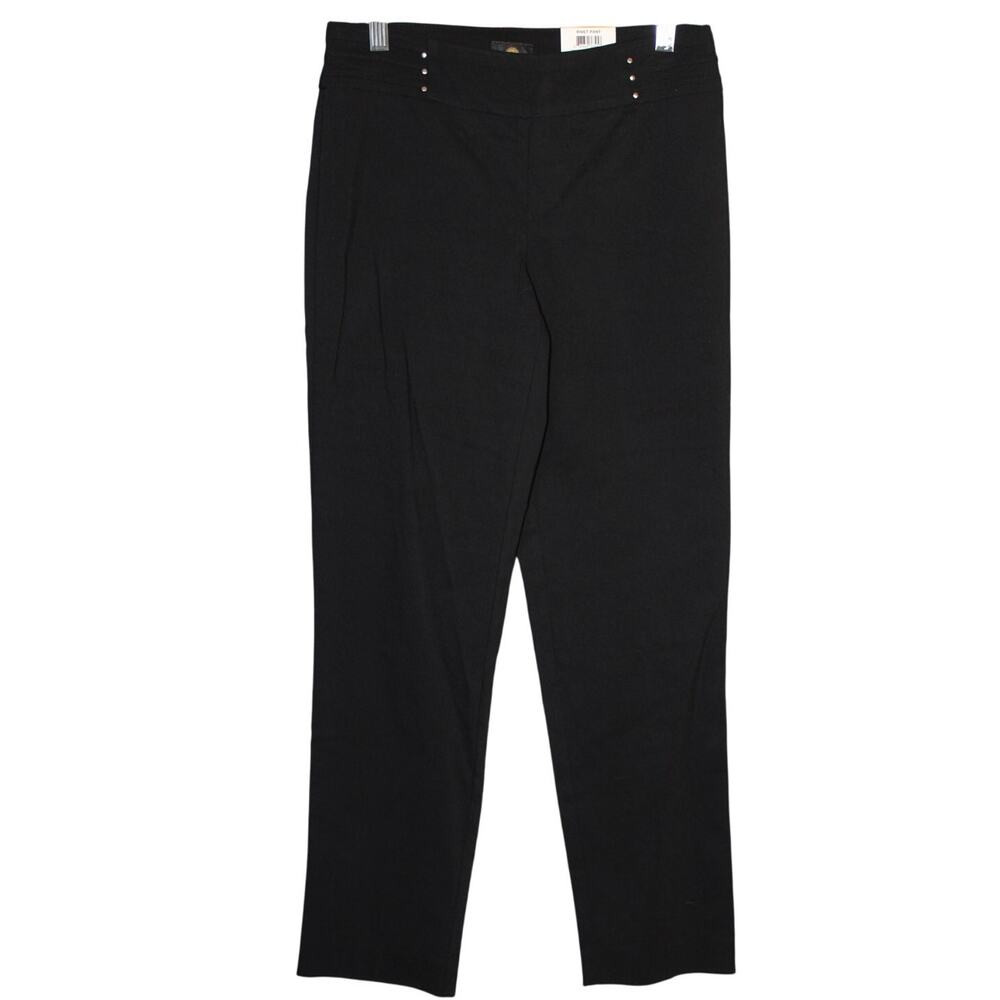 JM Collection Rivet Pants Slim Leg Tummy Control Comfort Waistband PetiteSmall‎